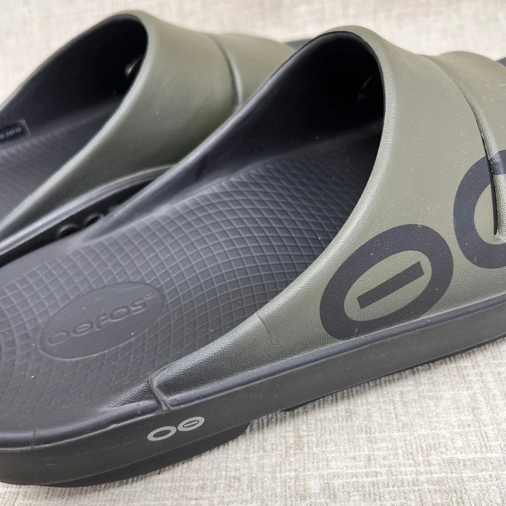 OOFOS OOahh Sport Recovery Slides Men 12 Women 14 Tactical Green Comfort Sporty